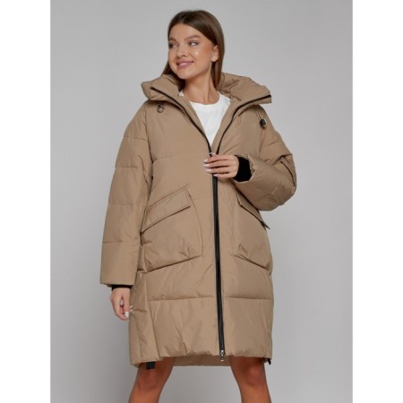 Coat insulated winter female, size 50, color light brown-10