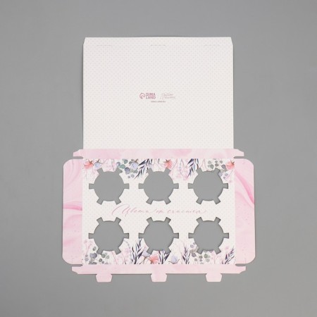 Capcake box, confectionery packaging, 6 cells “Flower with happiness”, 16 x 23 x 11.5 cm-3