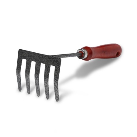 Small straight rakes, 5 teeth, length 25 cm, metal, wooden handle, Greengo
