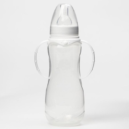 A bottle for feeding, a classic throat, 250 ml., From 0 months, fitted, with handles, color mix-6