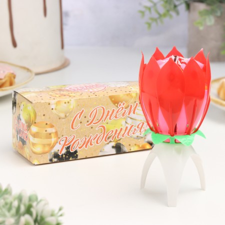 Candle for Cake Musical "Tulip", red, 12 × 5 cm-3