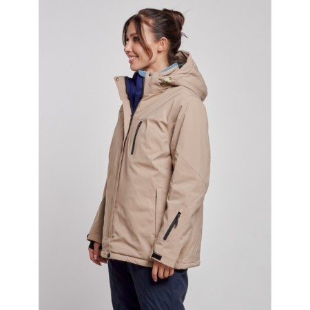 Ski jacket female winter, size 56, beige color-1