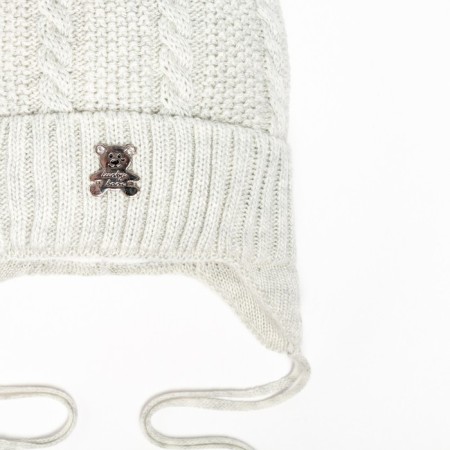 A hat for a girl knitted, color is light gray, size 44-47 cm (9-18 months)-1