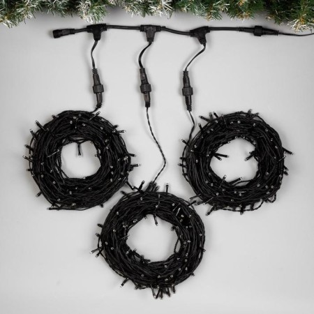 Garland "Clip-Light" 3 threads of 20 m, IP44, UMS, dark thread, 399 LED, white glow, 8 modes, 24 V-1