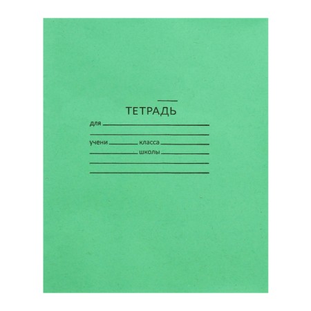 Notebook 12 sheets in the green cover cage, offset No. 1, 58-63 g/m2, whiteness 92%