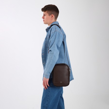 Men's bag over the shoulder, Textura, artificial leather, brown color-8
