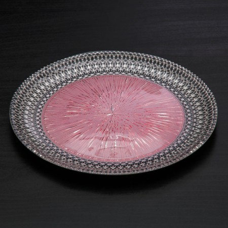 Glass of glass substitution “Morion”, D = 27 cm, black pink color with silver-1