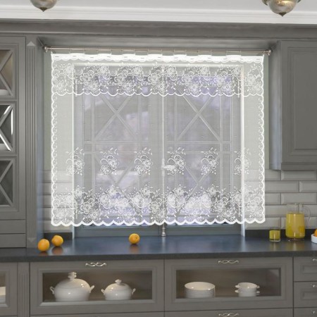 Tulle to the kitchen without curtain tape, 200x165 cm, white color, 100% polyester