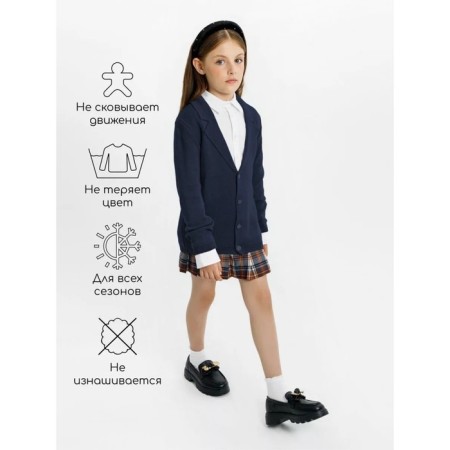 Knitted jacket for girls, height 140-146 cm, blue color-2