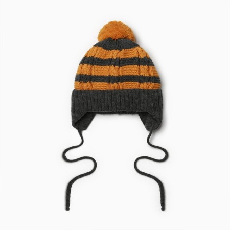 Baby hat, gray/yellow color, size 42-44
