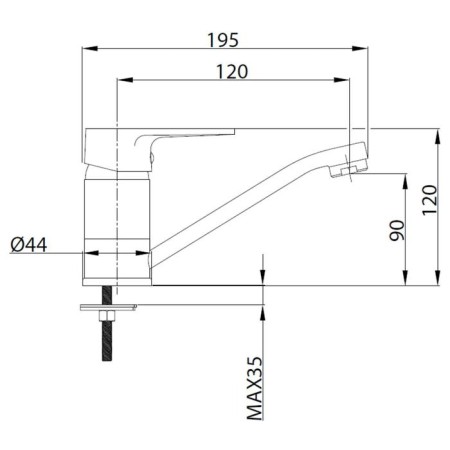 Eleanti sink mixer, with flexible eyeliner, 40 mm cartridge-1