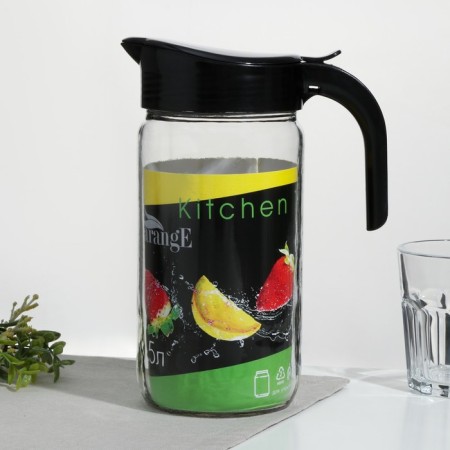 Amphora jug, glass, 1.5 l, with a black lid-4