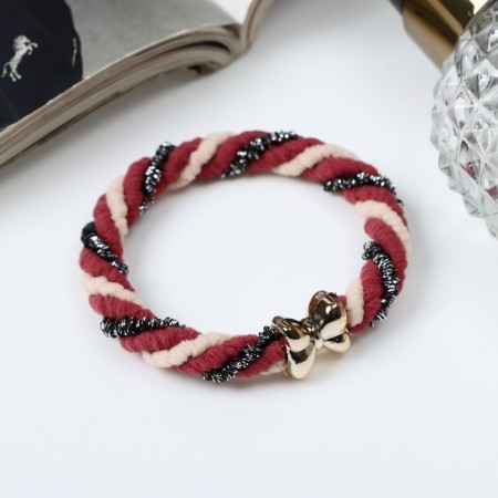Hair elastic band "Mahrushka elite bow" stripes, 5 cm, mix