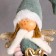 Interior doll "Angel in a fur coat and turquoise cap, with a heart" 56x11x14 cm