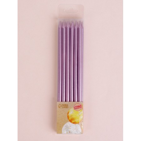 Candles for the cake "Royce", 12 pcs, pink metallic-4