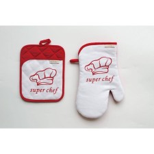Kitchen CHEF: take, mittens, towel 38x63 cm, red color red