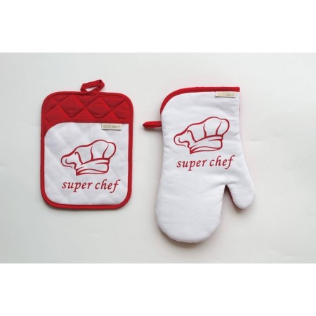 Kitchen CHEF: take, mittens, towel 38x63 cm, red color red