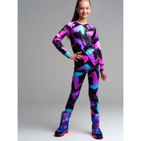 Thermal complex for girls: trousers, sweatshirt, height 140 cm