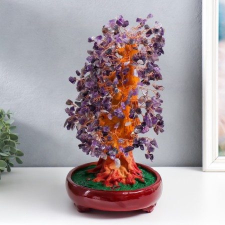 Bonsai souvenir "Cash tree with purple pebbles" 450 stones 32x17x27 cm-3