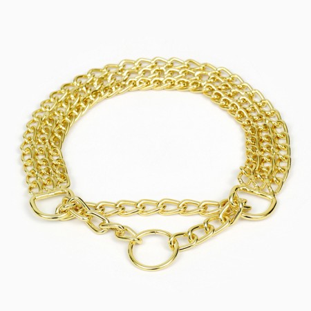 Collar - half -storage three -row, 40 cm, wire thickness 2 mm, golden-2