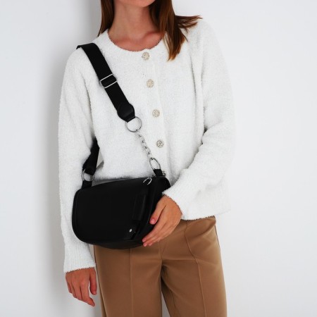 Bag Cross-Bodi with a zipper, black color-7