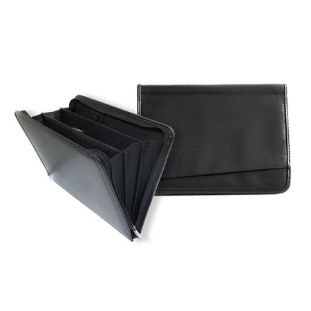 Business folder, artificial leather, 360 x 260 x 30 mm, 3 hotels with a zipper pocket, 6d81 "lux", black
