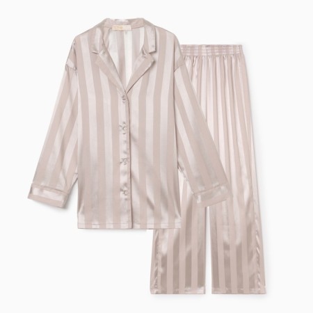 Female set (shirt, trousers) KAFTAN SILK "strip" R.48-50, cream-5