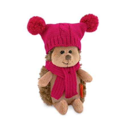Soft toy "Hedgehog Pylale" in a hat with two pompons, 15 cm