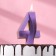Candle in the Cake "Fine", number "4", purple metallic, 6.5 cm