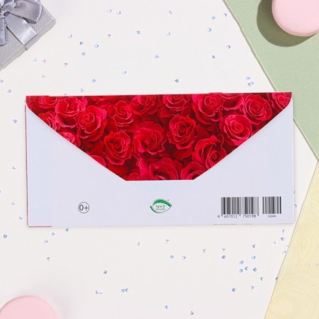 Money envelope "Congratulations!" Glitter, congregre, a bouquet of red roses, 17 x 8 cm-2