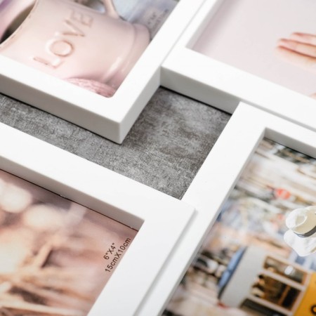 Photo frame plastic in 4 photos 10x10, 10x15 cm "Simple" white 29x37.5 cm-3