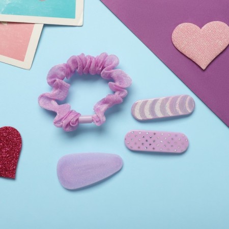 Hair set "Toliman" (1 elastic band-6 cm, 3 invisible- 5 cm) lilac-1