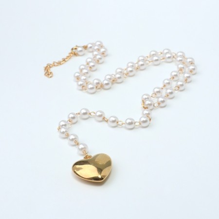 Piece with pearls "heart" mini, color gold, 40cm-1