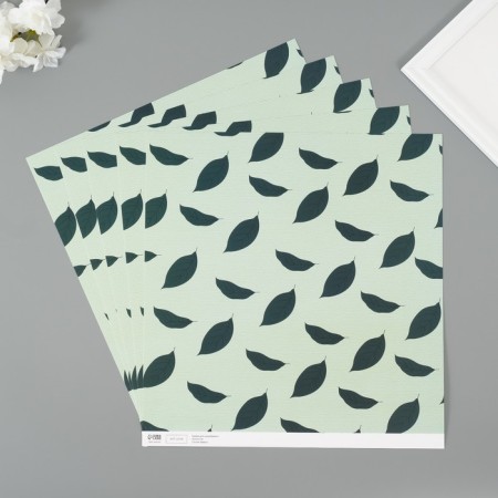 Scrapbooking paper "Avocado leaves" density 180 grams set 5 pcs 30.5x32 cm-1