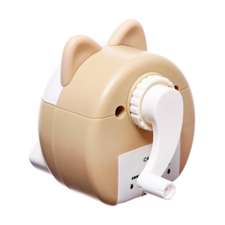 Mechanical sharpener with container, beige/white ears-4