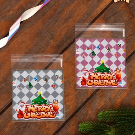 BOPP package with sticky tape, "festive mood", 10*11+3cm