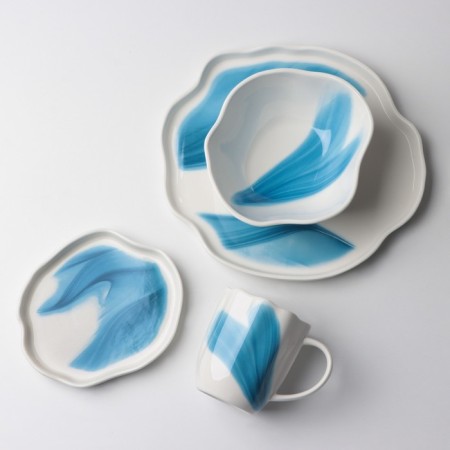 Plate Ceramic Neovstvo Territory "Divorces", 17 cm, white-blue color-8