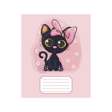 Notebook of 12 sheets in a large cage "Cuties with a bow", cover coated paper, VD-LIK, OFSET block, MIX-2