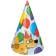 Set of paper caps, 6 people "Happy Birthday", blue tractor
