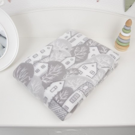 Fleet blanket "houses", size 100x140 cm, color gray color-2