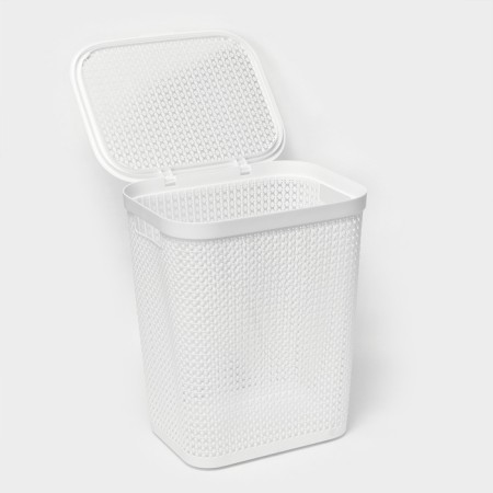 Besnaya basket with a pirula lid, 55 l, 42 × 34 × 54 cm, white color-4