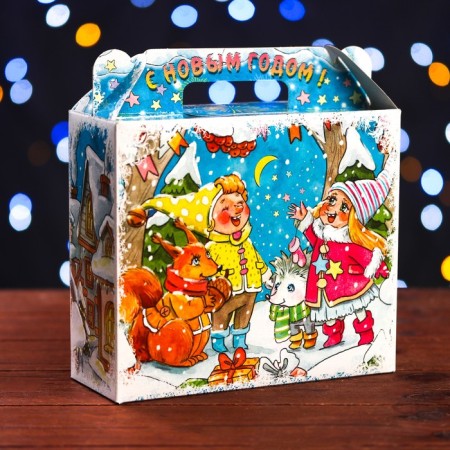 Gift box "New Year's watercolor" 17.3 x 6.5 x 15 cm