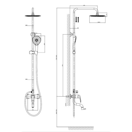 The shower system D&K Venice Rialto DA1063701B14, tropical shower, shower, chrome-1