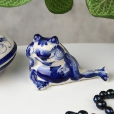 Souvenir toad, gzhel, 5.5 x 8 cm