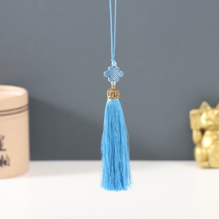 Textile suspension, plastic "Knot of happiness and infinity" Blue 0.7x1x9.5 cm
