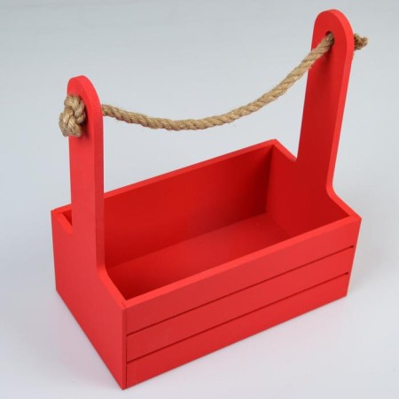 Wooden Kashpo 25.5 × 15 × 30 cm "AROMA", handle rope, red-1