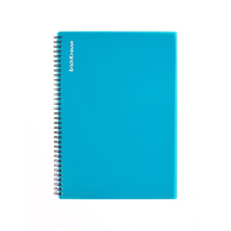 A4 notebook, 80 sheets in a cage on a spiral Erichkrause "Glance Vivid", with a plastic cover, an offset unit, white 100%, mix-10