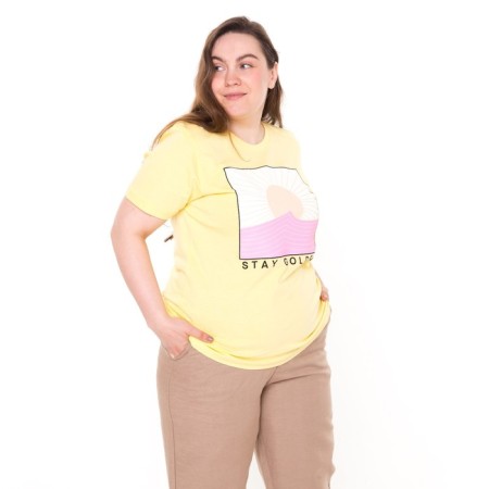 Women's T -shirt with print "STAY GOLDEN", ​​yellow color, size 48