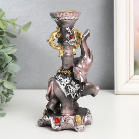 Souvenir Polystone SPREASE "Elephant on a pedestal in a blade with flowers" 15.5x8x7.5 cm-2