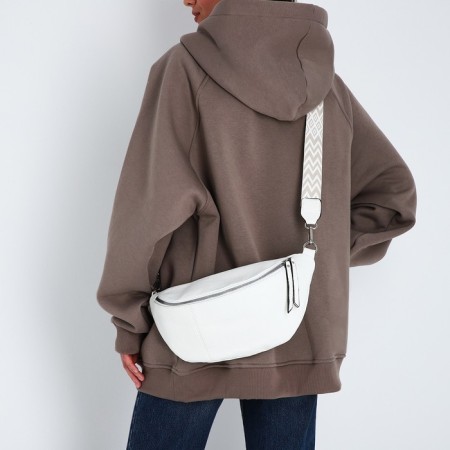 Bag Cross-Bodi with a zipper, white color-6